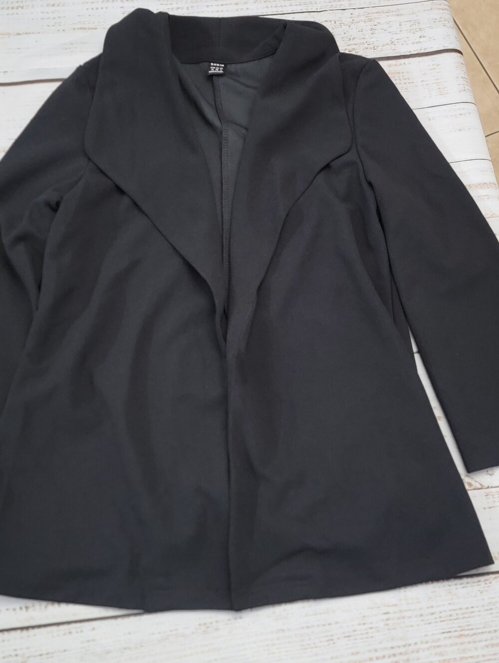 SHEIN Black Open-Front Draped Blazer Jacket With Pants
